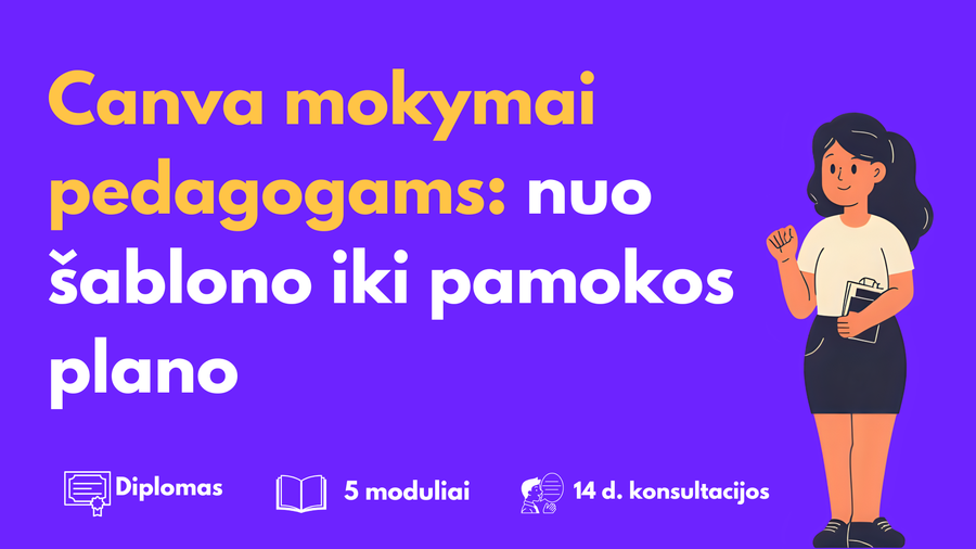Canva mokymai pedagogams: nuo šablono iki pamokos plano