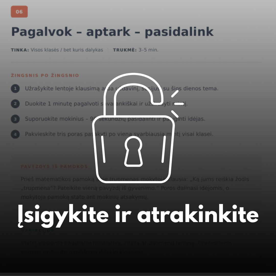 Klasės veiklų rinkinys mokytojui 70+ (PDF)